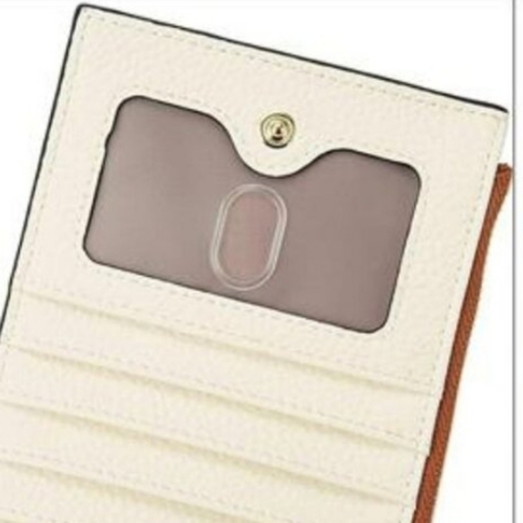 Bostanten Cream and Brown Women's Bifold Card Wallet with RFID Protection - Picture 9 of 10